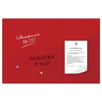 Доска магнитно-маркерная стеклянная БРАУБЕРГ 60х90 см Красная / BRAUBERG_5
