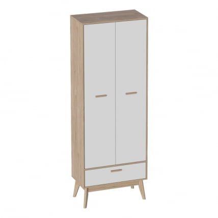 Шкаф двухдверный Калгари 13 Дуб натуральный светлый-белый матовый_0