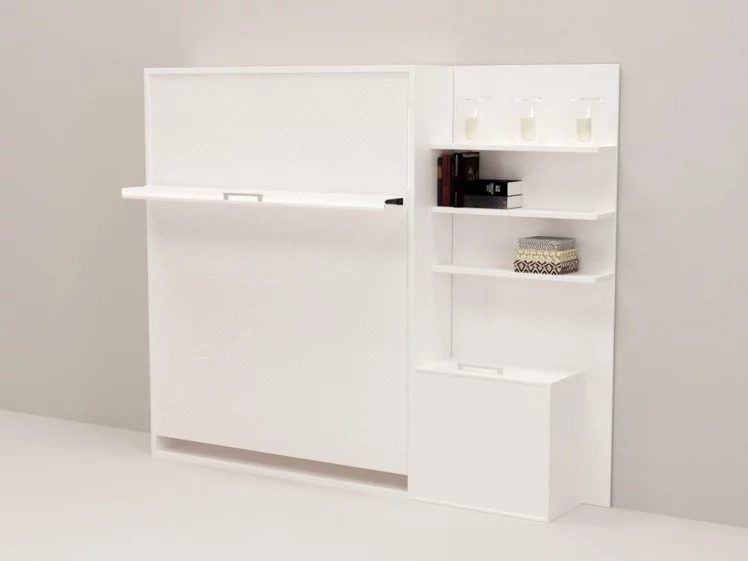 Откидная кровать с полкой Смарт 1 К 1400+П правая Ясень шимо темный_0