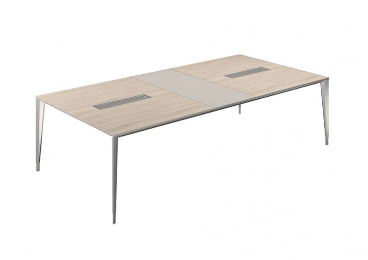 Конференц-стол (домино поперек) Атлас НЗ-0103.ЙН.ГС.АЛ Ясень Наварра Серый камень Алюминий / Atlas NZ-0103.YN.GS.AL_0