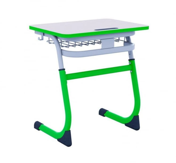 Парта одноместная регулируемая по высоте СМАРТЙ 600х500 с углом наклона столешницы и антивандальной полиуретановой кромкой (рост 3-5) Зеленый/Серый / SMARTY_0