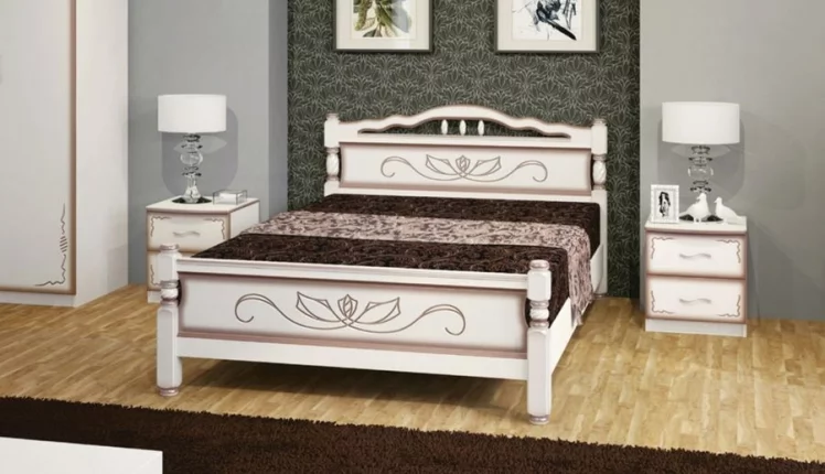 Кровать из массива Карина-5 200х160 Слоновая кость_0