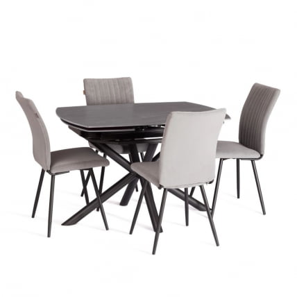 Стол обеденный Винстон/Винстон столешница керамика (матовая) /опоры металл, темно-серый/черный, (120+30+30)кс80кс75 см / Winston/Винстон (120+30+30)x80x75_2