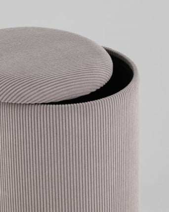 Пуф Эмили с ящиком серебро вельвет серый_5