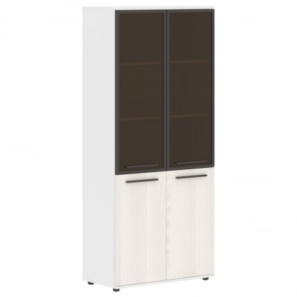 Шкаф комбинированный  с дверьми в металлической раме ЕДИС ЕХCС 85.7 Ясень Траун Мокко Белый / EDIS EHCS_0