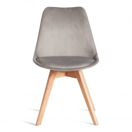 Стул ТУЛИП СОФТ (мод. 053В) дерево/пластик/вельвет, 49,5 кс 54,5 кс 84 см, Светло-серый (ХЛР 39)/натуральный / TULIP SOFT (mod. 053V) x x (HLR_4
