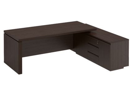 Стол руководителя на опорной тумбе МАРК МК 138 левый Дуб валенсия / MARK_0