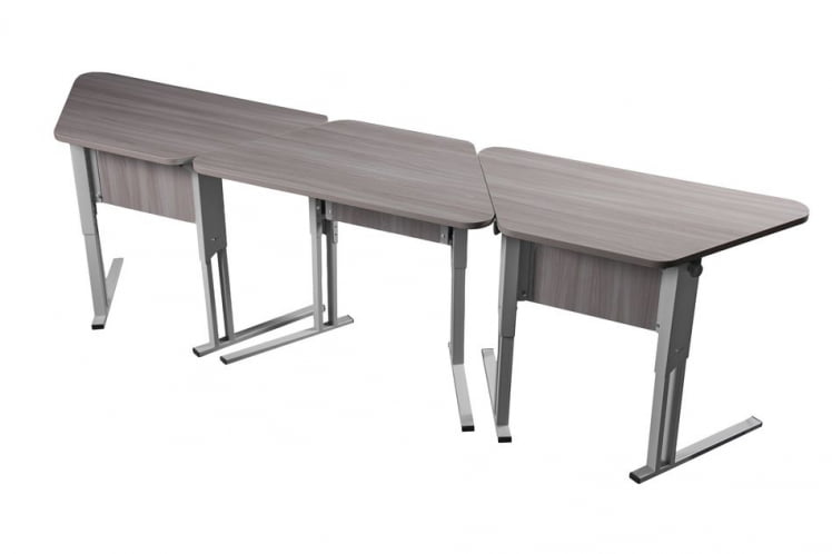 Парта одноместная трапециевидная столешница (рост 3-7) Дуб Вотан/Металл Серый_4