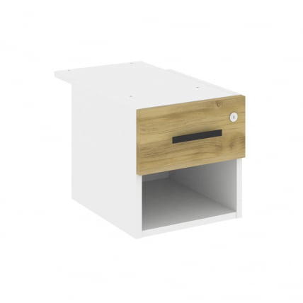 Тумба подвесная с ящиком и нишей CОНCЕПТ CН.ПТ-005 Б/В Дуб Винченцо Белый бриллиант Черный / CONCEPT CN.PT-005 B/W_0