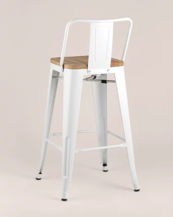 Полубарный стул Толикс Воод со спинкой Белый / Tolix Wood_4