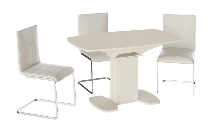 Стол обеденный нев Портофино СМ(ТД)-105.02.11(1) Бежевое/Стекло бежевое матовое ЛУКС / new LUX_1