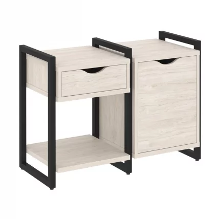 Тумба на регулируемых опорах наборная. Вариант №3 ЛОФТ ВР.Л-ТН-3.О Металл черный Денвер светлый / LOFT VR.L-TN-3.O_0