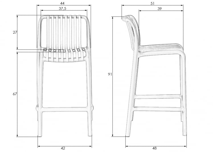 Стул полубарный ДОБРИН CХЛОЕ Белый / DOBRIN CHLOE_9