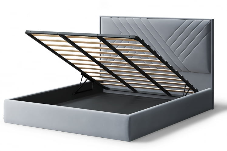 Кровать МИРА 2000*1400мм (без опор), велюр НЕО 25 (серый), (б/основания, б/матраса) / NEO_2