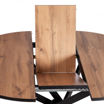 Стол МАНЗАНА ЛДСП/ХПЛ/металл, 100 х 100+30 х 75 см, Дуб Вотан/черный / MANZANA ЛДСП/HPL/металл,_7