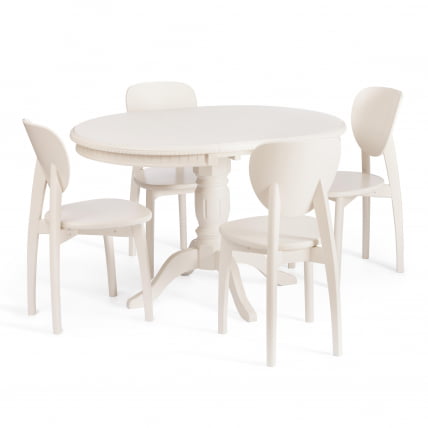 Стол СТЕФАНО круглый бук, мдф, Д90+30кс77см, Иворй вхите / STEFANO D90+30x77см, Ivory white_7