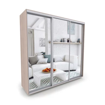 Шкаф-купе 3-х дверный Акцент-Сим З 2100х600 Ясень шимо светлый_0