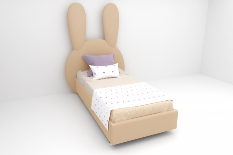 Детская кровать &куот;Зайка&куот; с ортопедическим основанием Цвет фасада: Бежевый; Цвет корпуса: Бежевый; Материал фасада: Искусственная кожа; Размер: 900х2000 мм; Спальное место: 900х2000 мм / "Зайка"_0