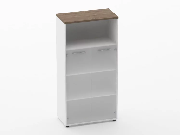 Шкаф 3 широкий 2 стеклянные двери, с нишей Дека 10.16.161 Дуб Верцаска/Белый / Deka_0