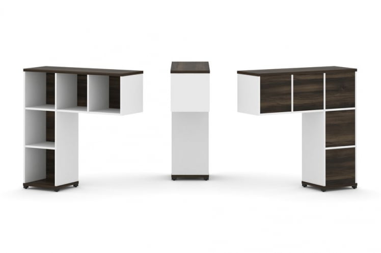 Надставка на стол низкая односторонняя + задняя стенка 5шт. CОНCЕПТ CН.ОНН-001 Дуб Мали Белый бриллиант Черный металл / CONCEPT CN.ONN-001_0