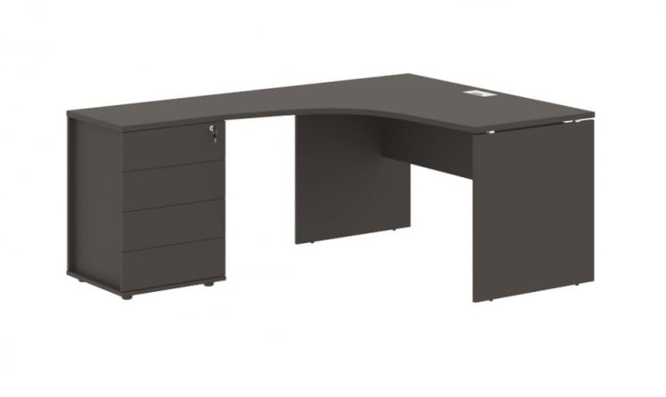 Стол эргономичный с тумбой левый ЕДИС ЕДCЕТ 1318 Л Мокко Белый / EDIS EDCET L_0