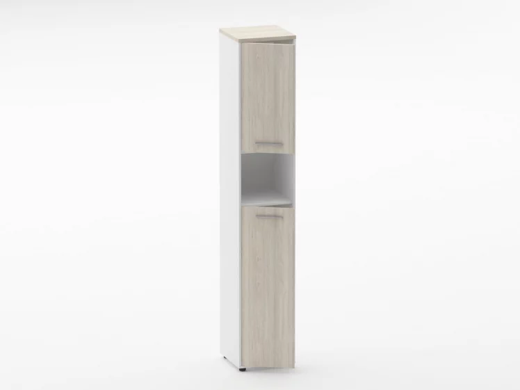 Шкаф 5 узкий закрытый, с нишей Дека 10.23.14Л Дуб Сантана светлый/Белый / Deka_1
