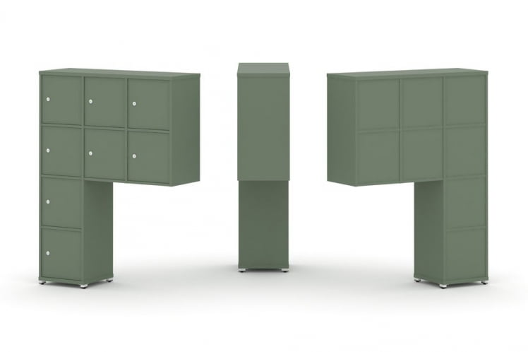 Надставка на стол высокая односторонняя + задняя стенка (8 шт.) + распашной фасад (8 шт.) CОНCЕПТ CН.ОНВ-010 Кобо Белый металл / CONCEPT CN.ONV-010_0