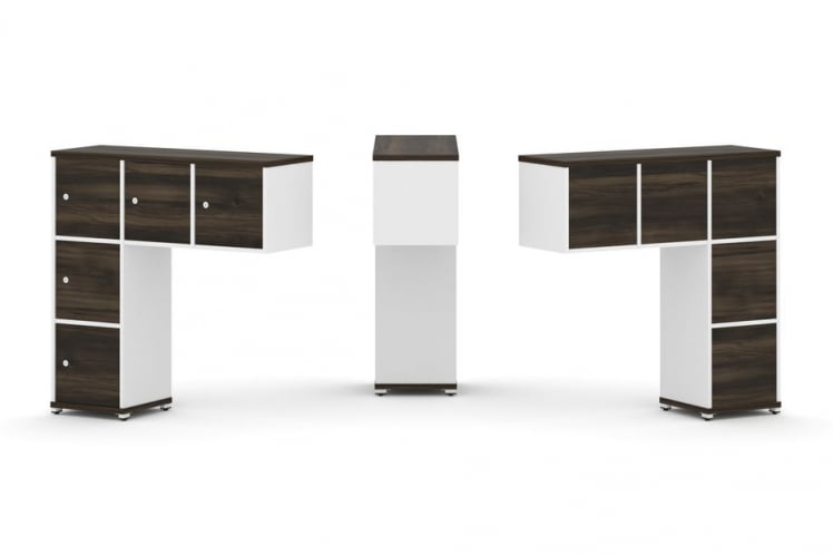 Надставка на стол низкая односторонняя + задняя стенка (5 шт.) + распашной фасад (5 шт.) CОНCЕПТ CН.ОНН-007 Дуб Мали Белый бриллиант Белый металл / CONCEPT CN.ONN-007_0