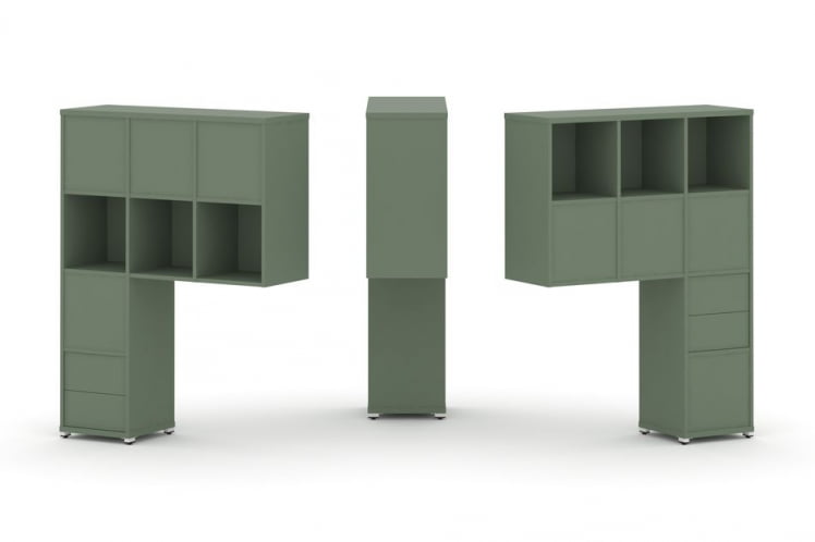 Надставка на стол высокая двухсторонняя + задняя стенка (8 шт.) + блок с 2-мя ящиками (2 шт.) CОНCЕПТ CН.ДНВ-006 Кобо Белый металл / CONCEPT CN.DNV-006_0