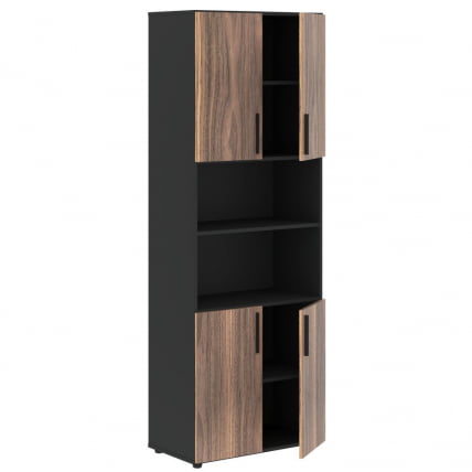 Шкаф с 2 комплектами глухих малых дверей ВЕЛИОН ВЕНЕЕР ВРХCС 80.4 Американский орех Яшма черная / VELION VENEER VRHCS_1