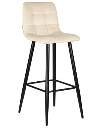 Стул барный ДОБРИН НИCОЛЕ (черные матовые ножки, кремовый велюр (108-113)) / DOBRIN NICOLE_0
