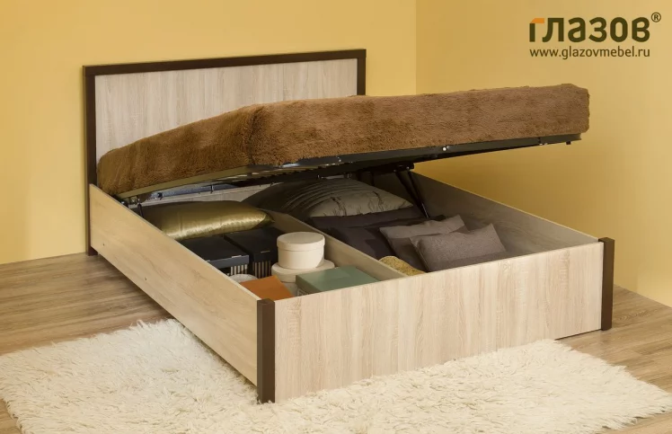 Кровать с подъемным механизмом (1600) БАУХАУС 2.2 Дуб Сонома/Орех шоколадный(спальня) / BAUHAUS_0