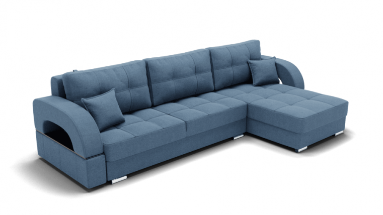 Диван Элита-3 угол левый/правый (ЗР) Цвет фасада: Голубой; Тип: Левый/правый; Материал фасада: Металл/Велюр_0