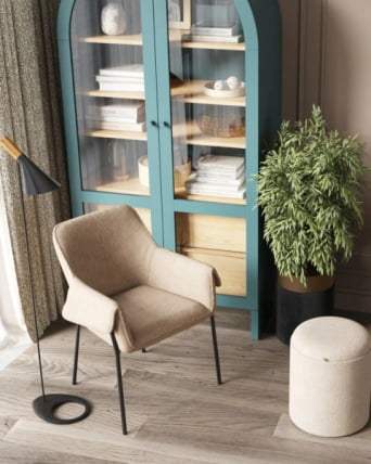 Пуф-столик с ящиком Хюгге С букле бежевый / S_2