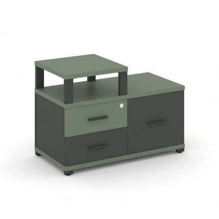 Тумба приставная сервисная с надставкой узкой CОНCЕПТ CН.ТСР-002 Б/В Кобо Антрацит / CONCEPT CN.TSR-002 B/W_0