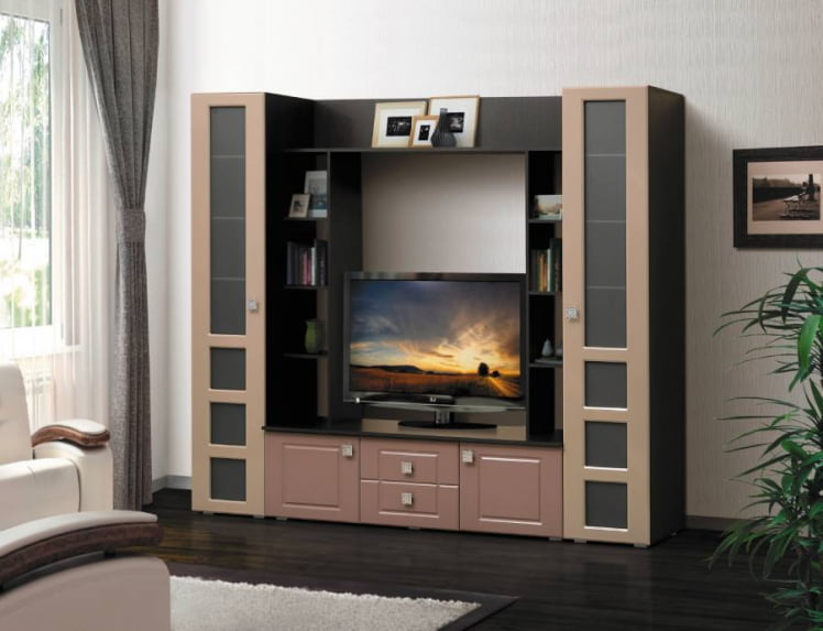 Набор мебели для гостиной Грация 7 МДФ матовый Венге/Дуб выбеленный_0