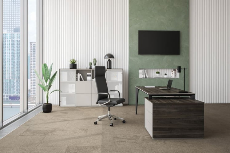 Комплект мебели для кабинета руководителя Атлас №04 Бренсон Трюфель Серый камень Антрацит / Atlas_0