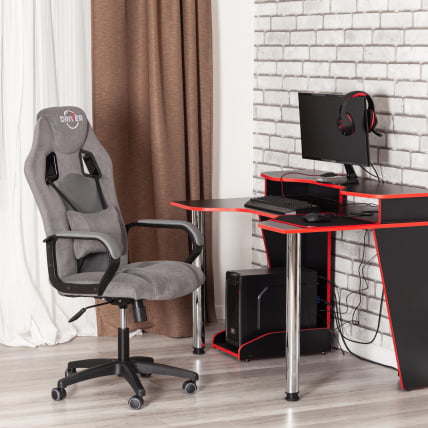 Кресло ДРИВЕР (22) флок/ткань, серый/серый, 29/ТВ-12 / DRIVER 29/TW-12_20