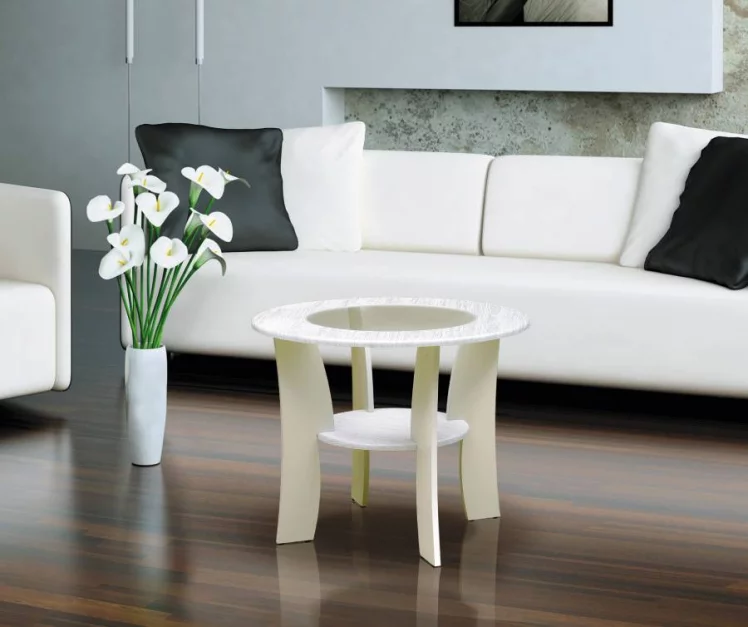 Стол журнальный №3 Белый/Cмола белая (матовый) / Белый/Cмола_0