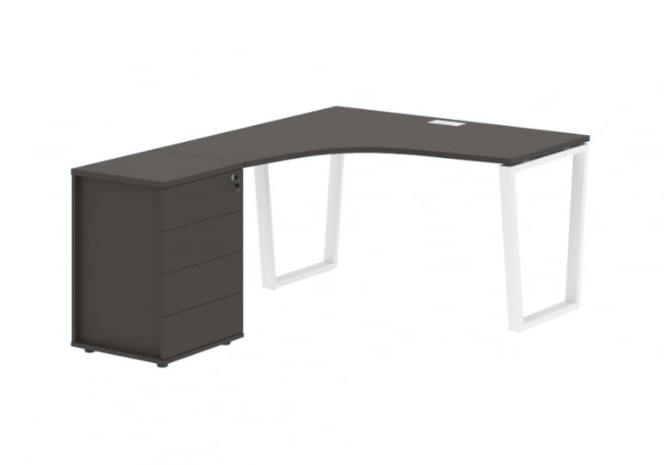 Стол эргономичный с тумбой левый ЕДИС ЕВCЕТ 1318 Л Мокко Белый / EDIS EVCET L_0