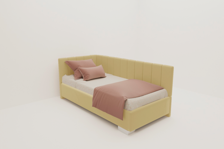 ДЕТСКАЯ МЯГКАЯ ИНТЕРЬЕРНАЯ КРОВАТЬ ТЕРРА БЕЗ ОСНОВАНИЯ (БЕРХОУСЕ) Цвет фасада: Желтая охра; Материал фасада: Металл/Велюр; Спальное место: 900х1900 / (BERHOUSE)_0