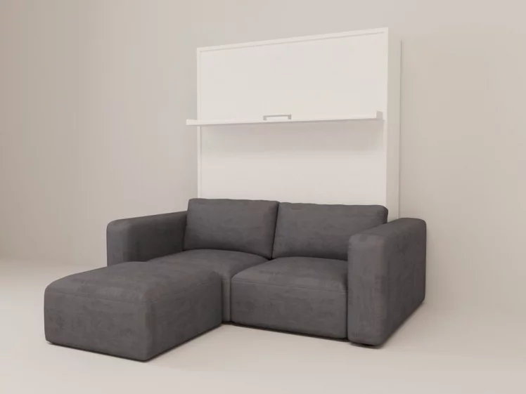 Диван-кровать трансформер Смарт 1 с пуфом К 1400 Белая шагрень_0