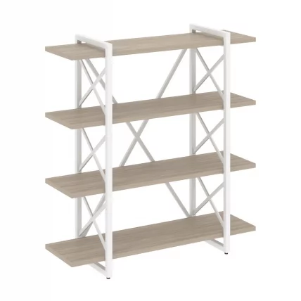 Стеллаж на регулируемых опорах - 4 полки ЛОФТ ВР.Л-МСТ.О-4.8В Металл белый Дуб Аттик / LOFT VR.L-MST.O-4.8V_0