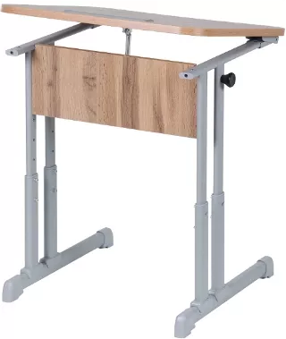 Парта одноместная эргономичный с углом наклона и пеналом (рост 3-7) Белая ЛДСП/Серая кромка/Металл Серый_0