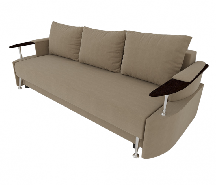 Диван Жасмин с подлокотниками ЛДСП (Берхоусе) Цвет фасада: Беж Велюто 05; Тип: Прямой; Материал фасада: Металл/Велюр / (Berhouse)_0