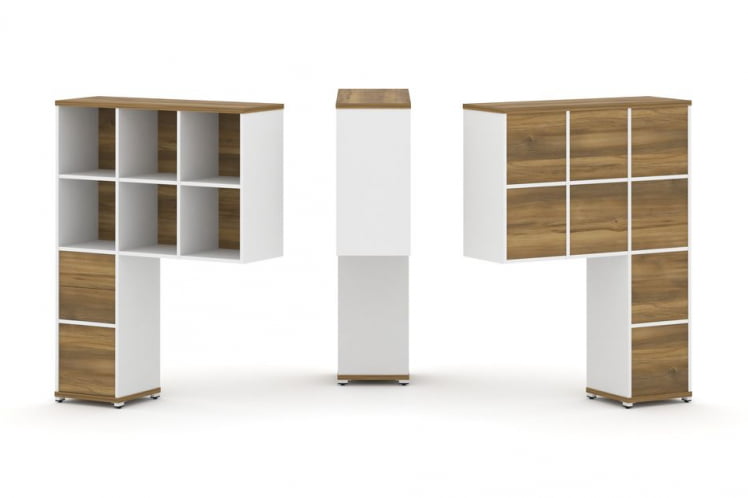 Надставка на стол высокая односторонняя + задняя стенка (8 шт.) + блок с 2-мя ящиками (1 шт.) + блок с 1-м ящиком (1 шт.) CОНCЕПТ CН.ОНВ-007 Сандал Янтарный Белый бриллиант Белый металл / CONCEPT CN.ONV-007_0