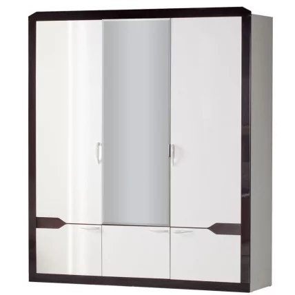 Шкаф для платья и белья 3-х дверный Ронда №310 Венге Белый глянец_0