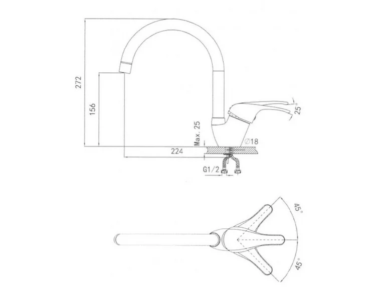 Кухонный смеситель ГРАНУЛА 1024 Антик / GRANULA_1