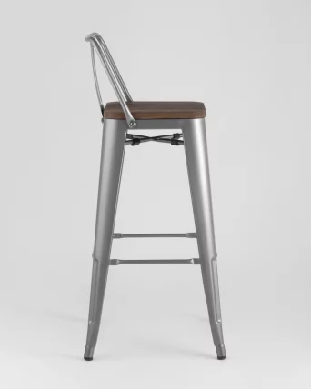 Стул барный Толикс Воод 75.5  со спинкой Серебристый / Tolix Wood_3