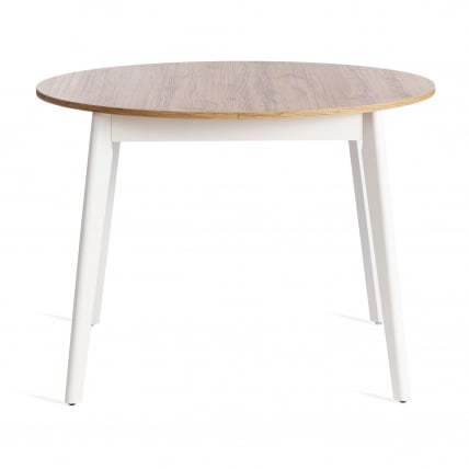 Стол обеденный СВЕЛТО ЛДСП, опора-массив березы, 105 х 105 (140) х 74.5 см, Дуб Вотан/белый / SVELTO_1